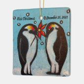 ペンギン愛クリスマス飾り セラミックオーナメント (左)