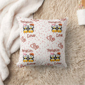 ペンギン愛ハートの装飾用クッション クッション (ブランケット)
