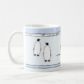 ペンギン愛鳥の雪の冬コーヒーマグ コーヒーマグカップ (左)