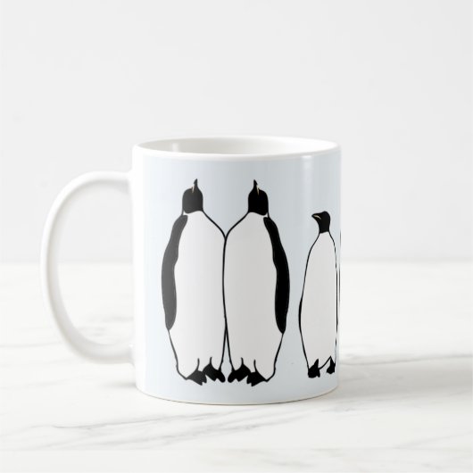 ペンギン愛鳥の雪の冬コーヒーマグ コーヒーマグカップ (左)