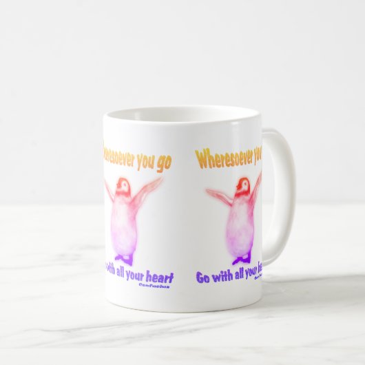 ペンギン感動的ハピネス孔子引用文 コーヒーマグカップ (正面右)