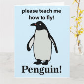 ペンギン教えの飛び方を教えておもしろいくれ カード (黄色い花)