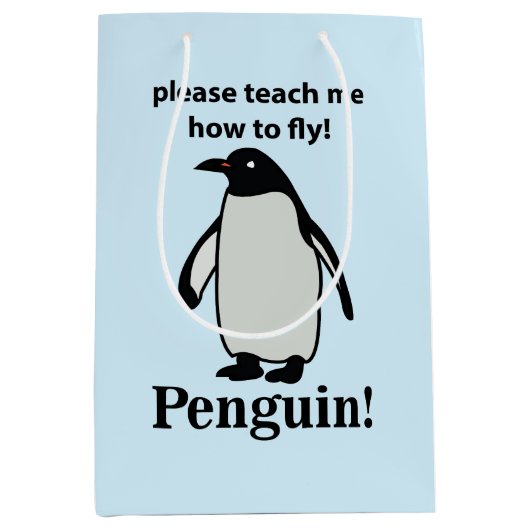 ペンギン教えの飛び方を教えておもしろいくれ ミディアムペーパーバッグ (正面)