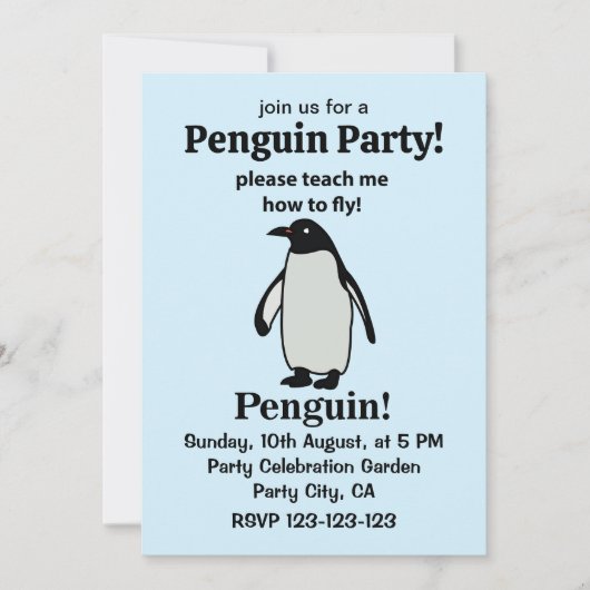 ペンギン教えの飛び方を教えておもしろいくれ 招待状 (正面)