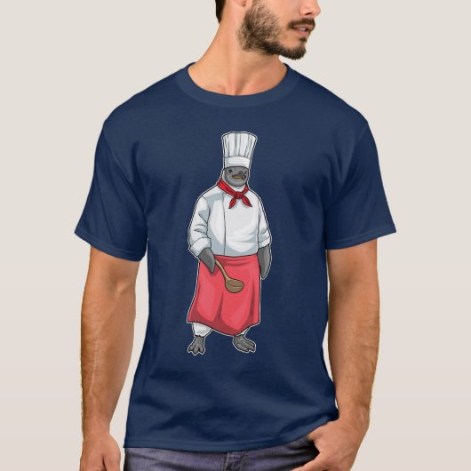 ペンギン料理シェフ 帽子 料理 Tシャツ (正面)