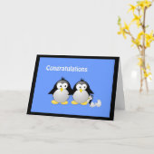 ペンギン新生児の挨拶 カード (黄色い花)