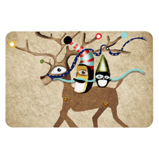 ペンギン旅行冬 マグネット (横)