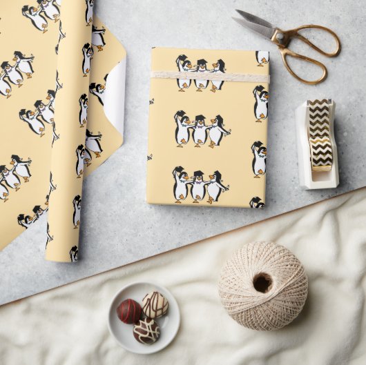 ペンギン最高のフレンズ卒業 ラッピングペーパー (クラフト)