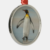 ペンギン歩くオンビーチ メタルオーナメント (右)