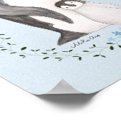 ペンギン母/パパとベビーかわいいペンギン子供部屋アート ポスター (角)