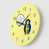 ペンギン氏を話すスウェーデン国旗 ラージ壁時計 (傾斜)