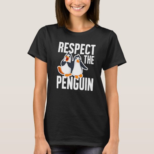 ペンギン水中競技氷動物を尊敬 Tシャツ (正面)