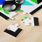 ペンギン漫画の鳥抽象芸術アートコラージュ ジグソーパズル (側面)