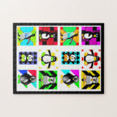 ペンギン漫画の鳥抽象芸術アートコラージュ ジグソーパズル (横)