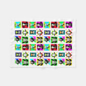 ペンギン漫画の鳥抽象芸術アートコラージュ フリースブランケット (正面(横))