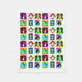 ペンギン漫画の鳥抽象芸術アートコラージュ フリースブランケット (正面)