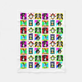 ペンギン漫画の鳥抽象芸術アートコラージュ フリースブランケット