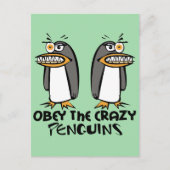 ペンギン熱狂するに従う(緑) ポストカード (正面)