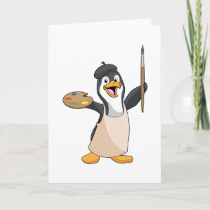 ペンギン画家が絵筆と色で カード
