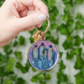 ペンギン皇帝、南極鳥の親と子供 キーホルダー (手)