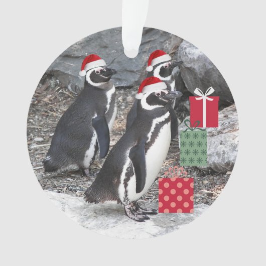 ペンギン着用サンタハッツホリデイ オーナメント (正面)