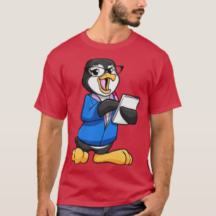 ペンギン秘書の眼鏡ペンとノート Tシャツ