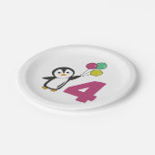 ペンギン第4誕生日バルーン子供へ紙Pl ペーパープレート (アングル)