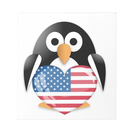 ペンギン米国国旗 ノートパッド (正面)