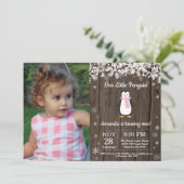 ペンギン素朴ウィンターガール誕生日写真 招待状 (スタンド正面)