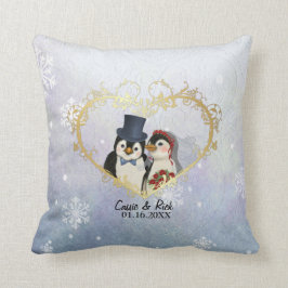 ペンギン結婚のスノーフレーク・パターカスタマイズン – クッション
