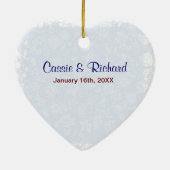 ペンギン結婚のハート – バックカスタマイズ文字 セラミックオーナメント (裏面)