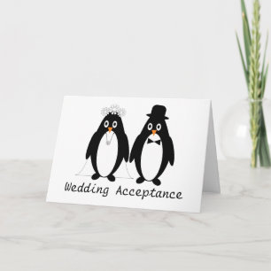 ペンギン結婚の受理証 サンキューカード