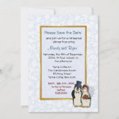 ペンギン結婚ズ – リハーサルディナー招待状 セーブザデート (正面)