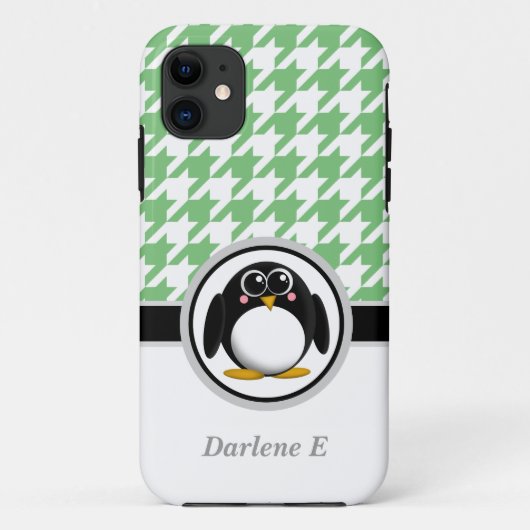 ペンギン緑&白iPhone 5ケ千鳥格子のース Case-Mate iPhoneケース (裏面)