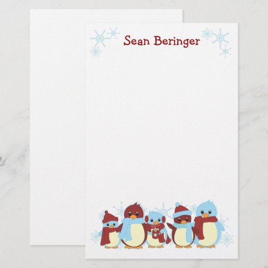 ペンギン線 便箋 (正面/裏面)