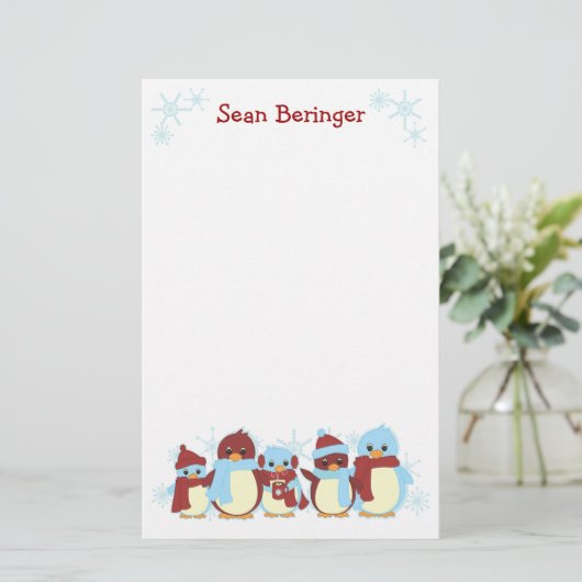 ペンギン線 便箋 (スタンド正面)