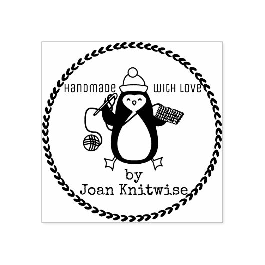 ペンギン編み針編みフックヤーンクリスマスハンドメイド ラバースタンプ (インプリント)