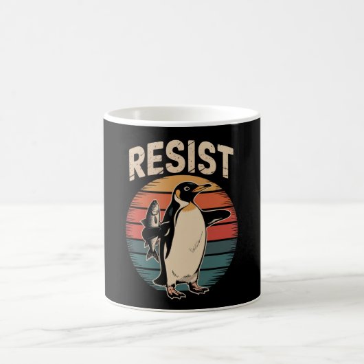 ペンギン行動主義への抗議レトロ コーヒーマグカップ (中央)
