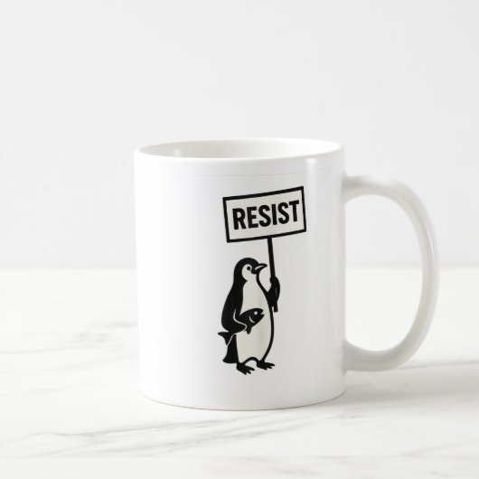 ペンギン行動主義グラフィックに抵抗する コーヒーマグカップ (右)