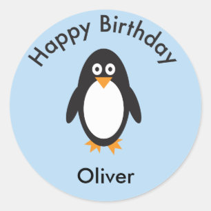 ペンギン誕生日おごり感謝していお願い ラウンドシール