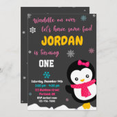 ペンギン誕生日の招待ホリデーの招待 招待状 (正面/裏面)