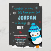 ペンギン誕生日の招待ホリデーの招待 招待状 (正面/裏面)