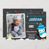 ペンギン誕生日の招待状ペンギン 招待状 (正面/裏面)