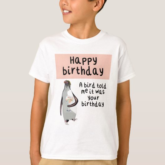 ペンギン誕生日アートワーク可愛い南極鳥イラストレーション Tシャツ (正面)
