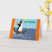 ペンギン誕生日カード。 カード (黄色い花)