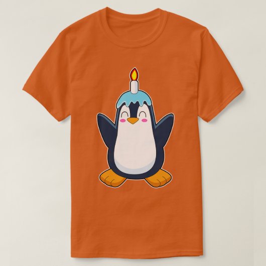 ペンギン誕生日キャンドル Tシャツ (デザイン正面)