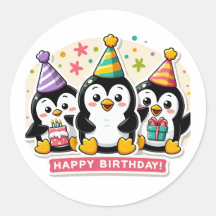 ペンギン誕生日バッシュ ラウンドシール