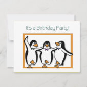 ペンギン誕生日パーティーへの招待 招待状 (正面)