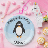 ペンギン誕生日パーティープレート冬誕生日 ペーパープレート (パーティー)