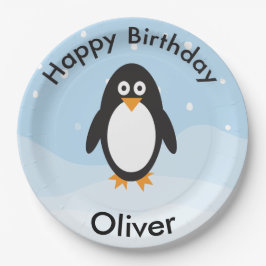 ペンギン誕生日パーティープレート冬誕生日 ペーパープレート